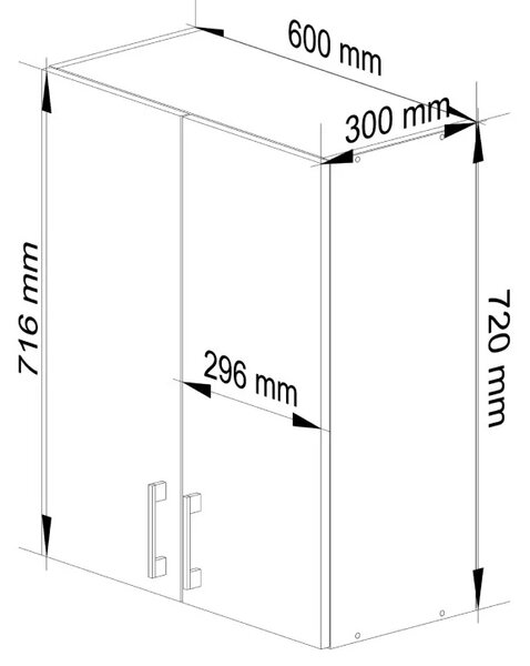 Horná dvojdverová skrinka TRIVORA - šírka 60 cm, biela / dub sonoma