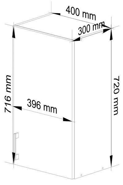 Horná jednodverová skrinka TRIVORA - šírka 40 cm, biela / dub sonoma