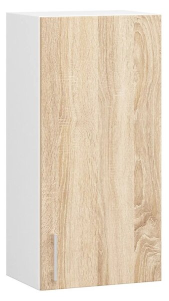 Horná jednodverová skrinka TRIVORA - šírka 40 cm, biela / dub sonoma