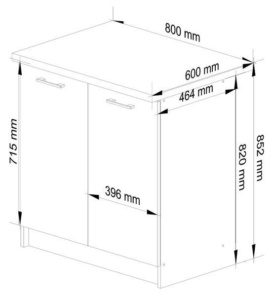 Dolná kuchynská skrinka 80 cm VERMINA - biela / šedá
