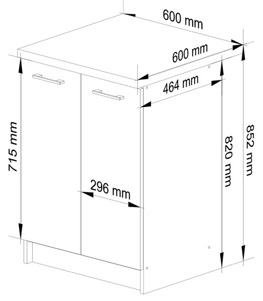 Dolná kuchynská skrinka 60 cm VERMINA - biela / betón