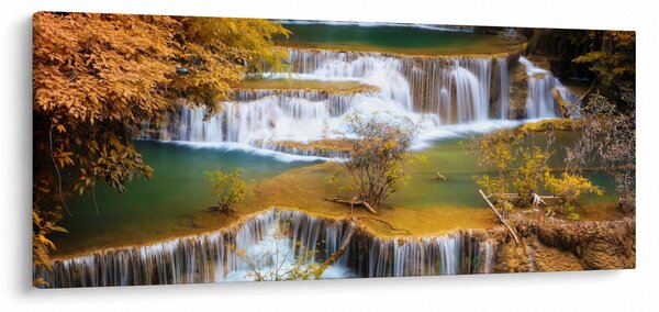 Obraz - Vodopády Huay Mae Khamin, Thajsko (120x50 cm)