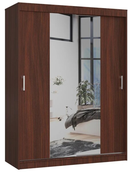 Priestranná šatníková skriňa 150 cm VALESTRA so zrkadlami - wenge