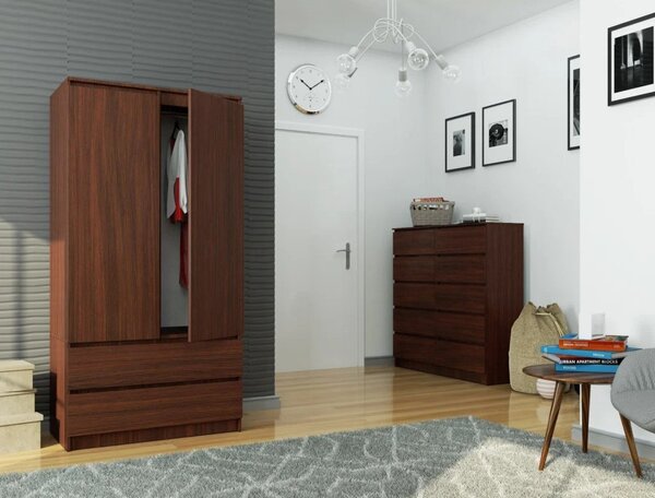 Šatníková skriňa so šuplíkmi 90 cm LOTA - wenge