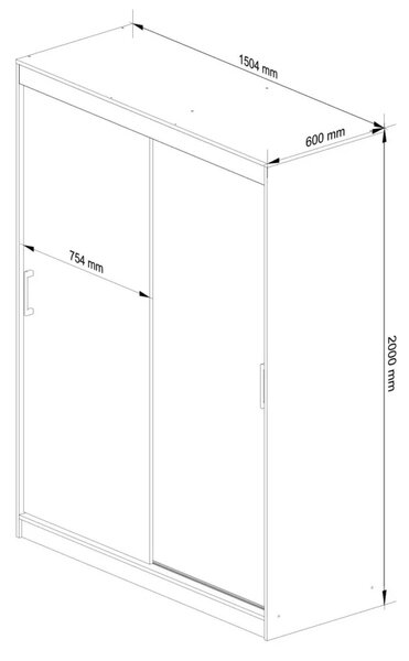 Priestranná šatníková skriňa 150 cm VALESTRA - biela / tmavo šedá