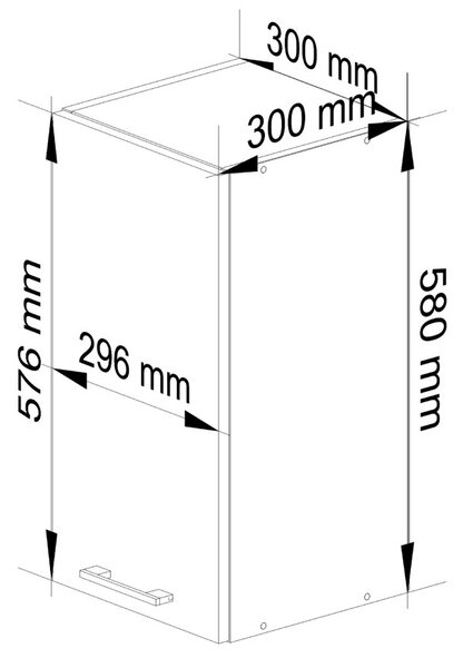 Závesná kuchynská skrinka 30 cm VERMINA - biela
