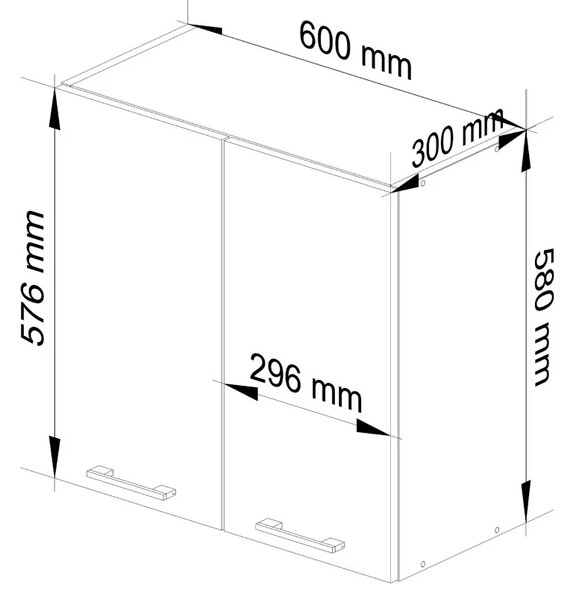 Závesná kuchynská skrinka 60 cm VERMINA - biela / šedá