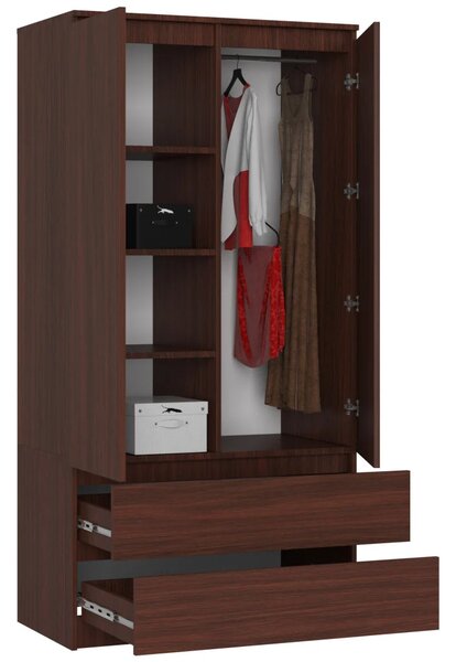 Šatníková skriňa so šuplíkmi 90 cm LOTA - wenge
