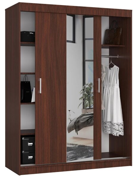 Priestranná šatníková skriňa 150 cm VALESTRA so zrkadlami - wenge