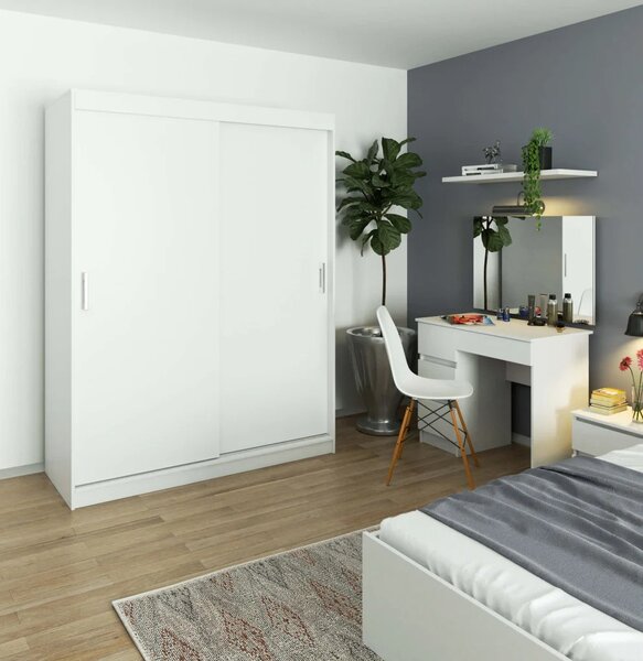 Priestranná šatníková skriňa 150 cm VALESTRA - biela