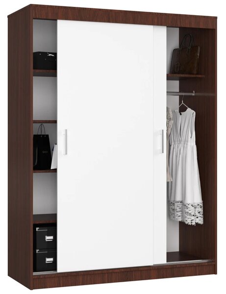 Priestranná šatníková skriňa 150 cm VALESTRA - wenge / biela