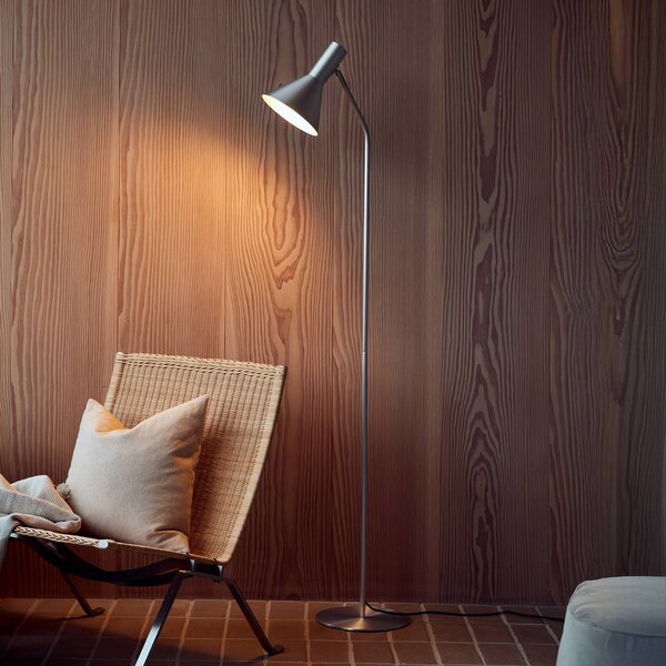 FRANDSEN Stojacia lampa Lyss, hliníková farba, kov, 150 cm, E27, Hliník / sivá / zinok, Obývacia izba / jedáleň, Hliník, Dizajn, Stojaca lampa