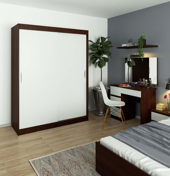Priestranná šatníková skriňa 150 cm VALESTRA - wenge / biela