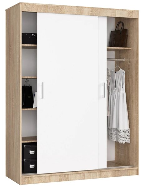 Priestranná šatníková skriňa 150 cm VALESTRA - dub sonoma / biela