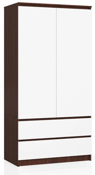 Šatníková skriňa so šuplíkmi 90 cm LOTA - wenge / biela