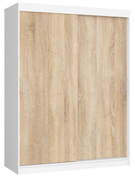 Priestranná šatníková skriňa 150 cm VALESTRA - biela / dub sonoma