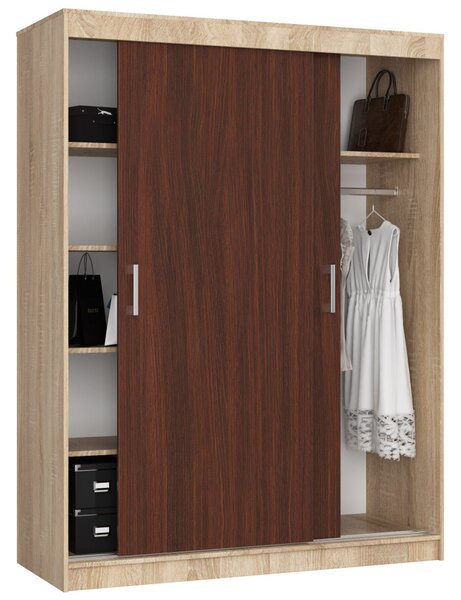 Priestranná šatníková skriňa 150 cm VALESTRA - dub sonoma / wenge