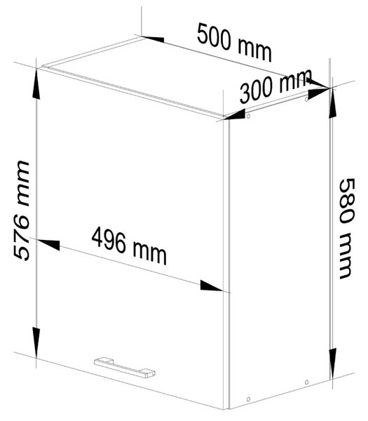 Závesná kuchynská skrinka 50 cm VERMINA - biela / šedá