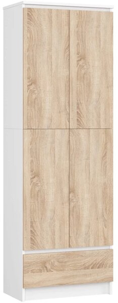 Dvojdverová skriňa so šuplíkom 60 cm VALESTRA - biela / dub sonoma