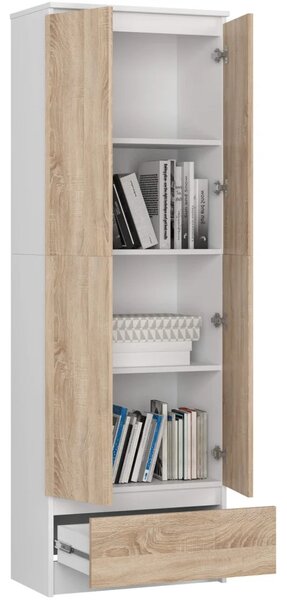 Dvojdverová skriňa so šuplíkom 60 cm VALESTRA - biela / dub sonoma