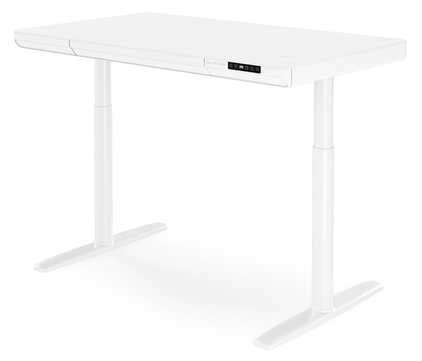 Elektrický písací stôl sit-stand so zásuvkou a bezdrôtovou nabíjačkou Qi biely, 1200 mm: ELLIS