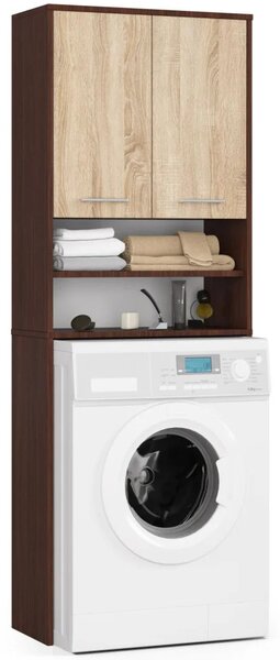 Kúpeľňová skrinka nad práčku MERALYA - wenge / dub sonoma