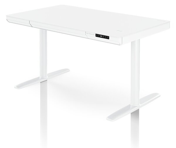 Elektrický písací stôl sit-stand so zásuvkou a bezdrôtovou nabíjačkou Qi biely, 1200 mm: ELLIS