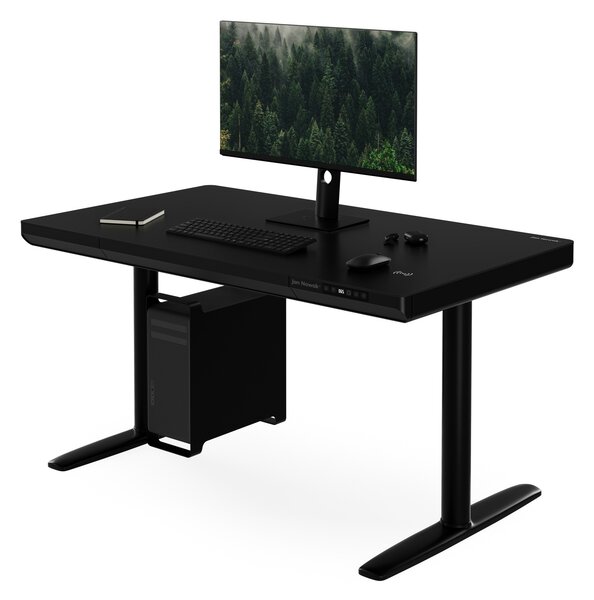 Elektrický písací stôl sit-stand so zásuvkou a bezdrôtovou nabíjačkou Qi čierny, 1200 mm: ELLIS