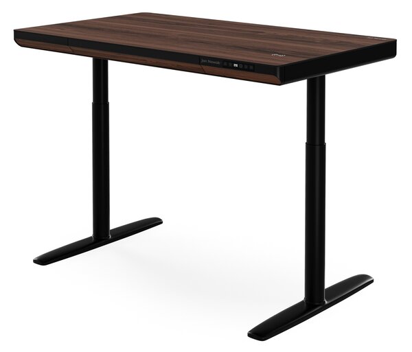 Elektrický písací stôl sit-stand so zásuvkou a bezdrôtovou nabíjačkou Qi čierny/orech, 1200 mm: ELLIS