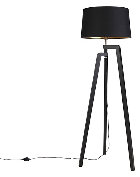 Inteligentná stojaca lampa s tienidlom čierna so zlatom 50 cm vrátane WiFi A60 - Puros