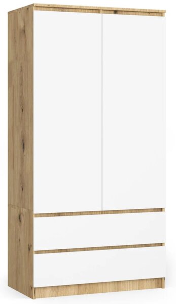 Šatníková skriňa so šuplíkmi 90 cm LOTA - dub artisan / biela