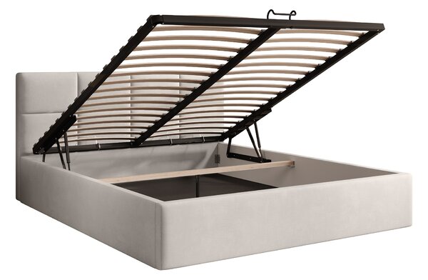 Čalúnená manželská posteľ s úložným priestorom Rinimi Slim 160x200 - studená béžová