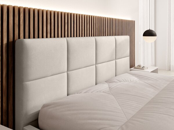 Čalúnená manželská posteľ s úložným priestorom Rinimi Slim 160x200 - studená béžová