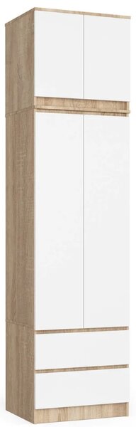 Šatníková skriňa s nástavcom 60 cm WREN - dub sonoma / biela