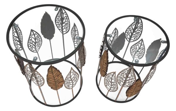 SADA KONFERENČNÝCH STOLÍKOV, sivá, zlatá, kov, sklo, kompozitné drevo, 38-33/38-33/55-50 cm - Stolíky do obývačky, Online Only
