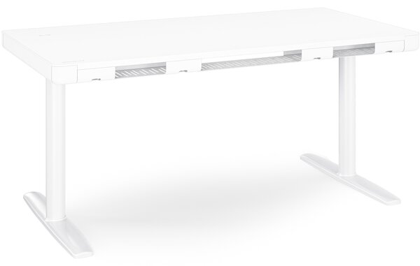 Elektrický písací stôl sit-stand so zásuvkou a bezdrôtovou nabíjačkou Qi biely, 1400 mm: ELLIS
