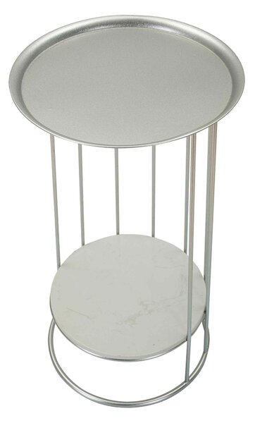 KONFERENČNÝ STOLÍK, strieborná, kov, kameň, 40/76/40 cm - Stolíky do obývačky, Online Only