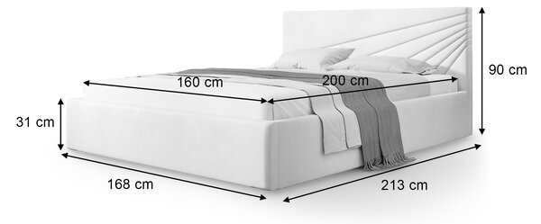 Čalúnená manželská posteľ s úložným priestorom Morenzo Slim 160x200 - mentolová