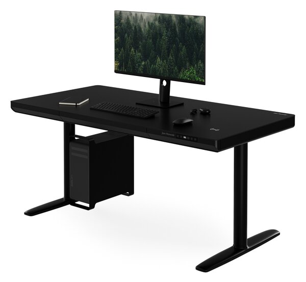 Elektrický písací stôl sit-stand so zásuvkou a bezdrôtovou nabíjačkou Qi čierny, 1400 mm: ELLIS