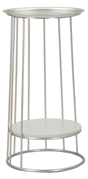 KONFERENČNÝ STOLÍK, strieborná, kov, kameň, 40/76/40 cm - Stolíky do obývačky, Online Only