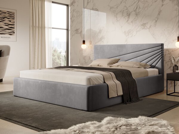 Čalúnená manželská posteľ s úložným priestorom Morenzo Slim 140x200 - sivá