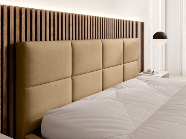 Čalúnená manželská posteľ s úložným priestorom Rinimi Slim 140x200 - hnedá