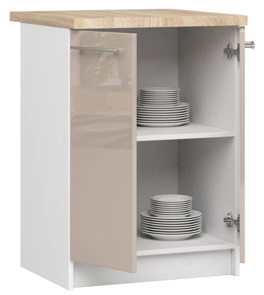 Dolná kuchynská skrinka 60 cm VERMINA - biela / cappuccino lesklá