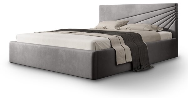 Čalúnená manželská posteľ s úložným priestorom Morenzo Slim 140x200 - sivá