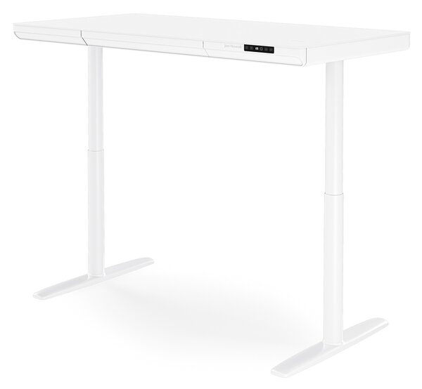 Elektrický písací stôl sit-stand so zásuvkou a bezdrôtovou nabíjačkou Qi biely, 1400 mm: ELLIS