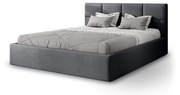 Čalúnená manželská posteľ s úložným priestorom Rinimi Slim 140x200 - tmavosivá