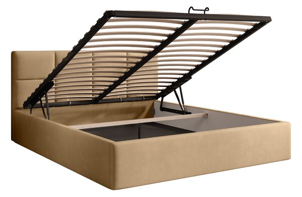 Čalúnená manželská posteľ s úložným priestorom Rinimi Slim 140x200 - hnedá