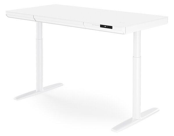 Elektrický písací stôl sit-stand so zásuvkou a bezdrôtovou nabíjačkou Qi biely, 1400 mm: ELLIS