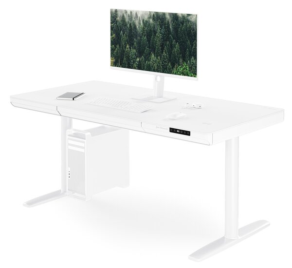 Elektrický písací stôl sit-stand so zásuvkou a bezdrôtovou nabíjačkou Qi biely, 1400 mm: ELLIS