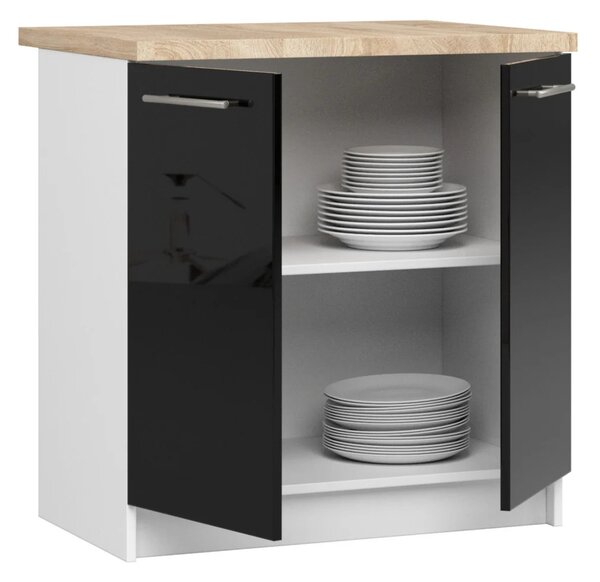 Dolná kuchynská skrinka 80 cm VERMINA - biela / čierna lesklá